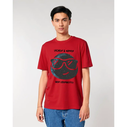 Echte Sternkarte als Emoticon mit Sonnenbrille + Text • Unisex Premium T-Shirt XS-5XL aus Bio-Baumwolle für Damen & Herren • Exklusivdesign • personalisiert