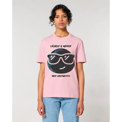 Echte Sternkarte als Emoticon mit Sonnenbrille + Text • Unisex Premium T-Shirt XS-5XL aus Bio-Baumwolle für Damen & Herren • Exklusivdesign • personalisiert
