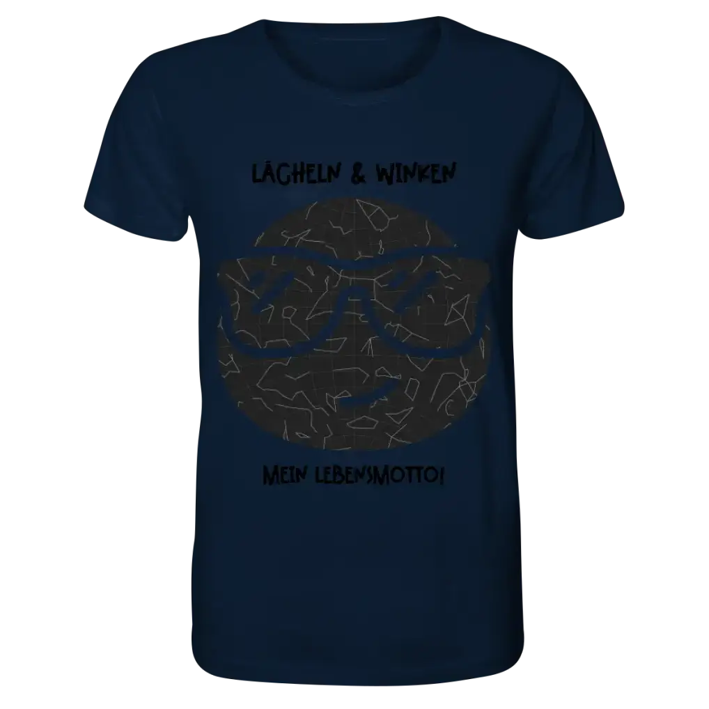 Echte Sternkarte als Emoticon mit Sonnenbrille + Text • Unisex Premium T-Shirt XS-5XL aus Bio-Baumwolle für Damen & Herren • Exklusivdesign • personalisiert
