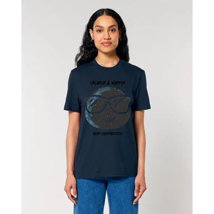 Echte Sternkarte als Emoticon mit Sonnenbrille + Text • Unisex Premium T-Shirt XS-5XL aus Bio-Baumwolle für Damen & Herren • Exklusivdesign • personalisiert