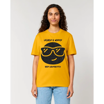 Echte Sternkarte als Emoticon mit Sonnenbrille + Text • Unisex Premium T-Shirt XS-5XL aus Bio-Baumwolle für Damen & Herren • Exklusivdesign • personalisiert