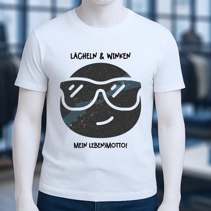 Echte Sternkarte als Emoticon mit Sonnenbrille + Text • Unisex Premium T-Shirt XS-5XL aus Bio-Baumwolle für Damen & Herren • Exklusivdesign • personalisiert