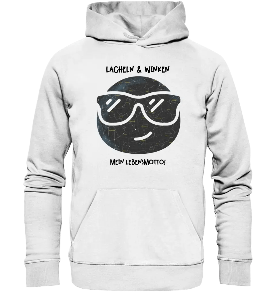 Echte Sternkarte als Emoticon mit Sonnenbrille + Text • Unisex Premium Hoodie XS - 5XL aus Bio - Baumwolle für Damen & Herren • Exklusivdesign • personalisiert von HalloGeschenk.de