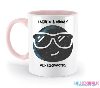 Echte Sternkarte als Emoticon mit Sonnenbrille + Text • zweifarbige Tasse • Exklusivdesign • personalisiert