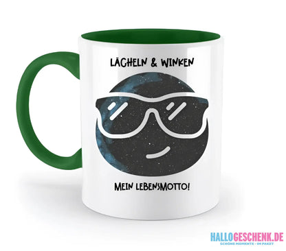 Echte Sternkarte als Emoticon mit Sonnenbrille + Text • zweifarbige Tasse • Exklusivdesign • personalisiert