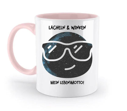 Echte Sternkarte als Emoticon mit Sonnenbrille + Text • zweifarbige Tasse • Exklusivdesign • personalisiert