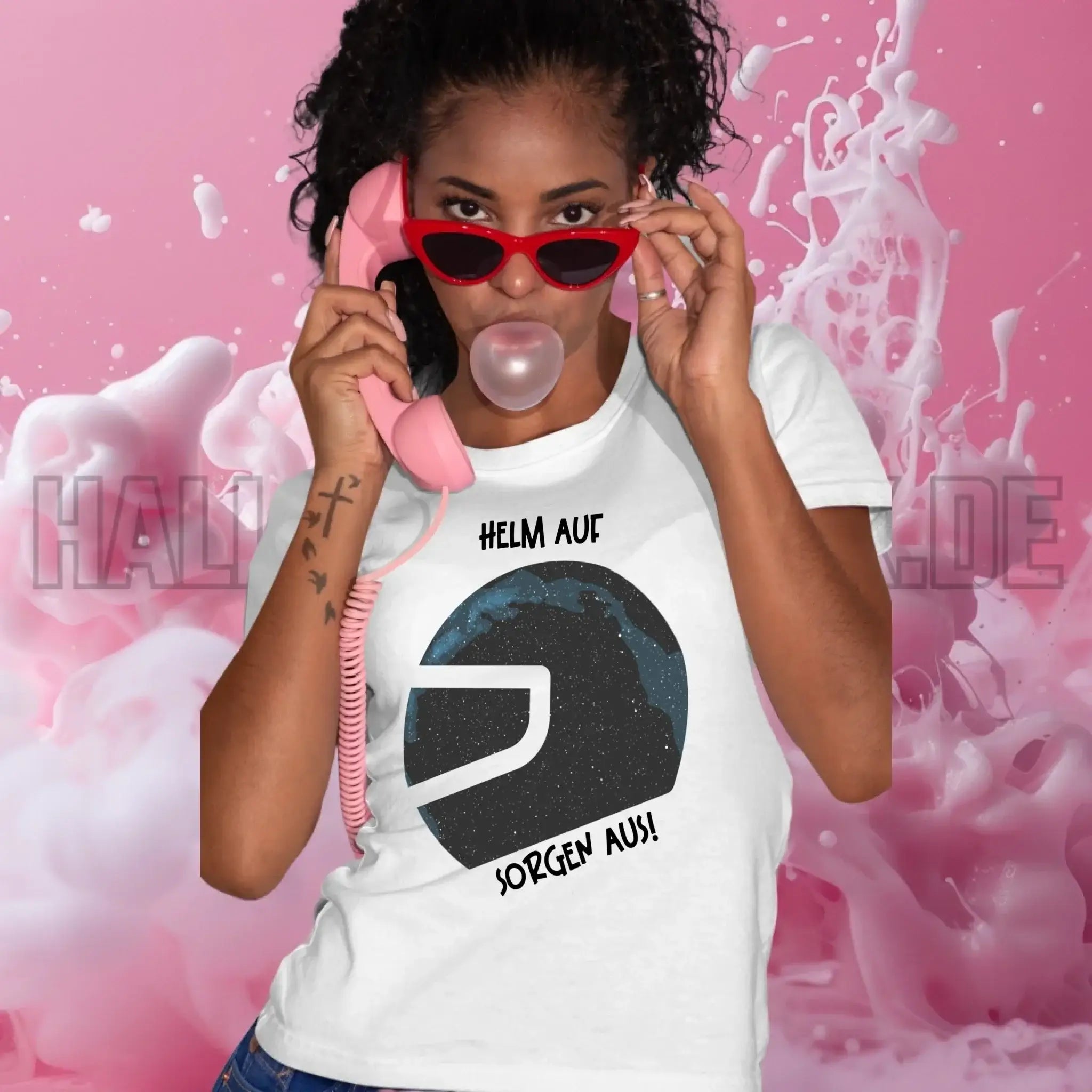 Echte Sternkarte als Helm + Text • Ladies Premium T-Shirt XS-2XL aus Bio-Baumwolle für Damen • Exklusivdesign • personalisiert