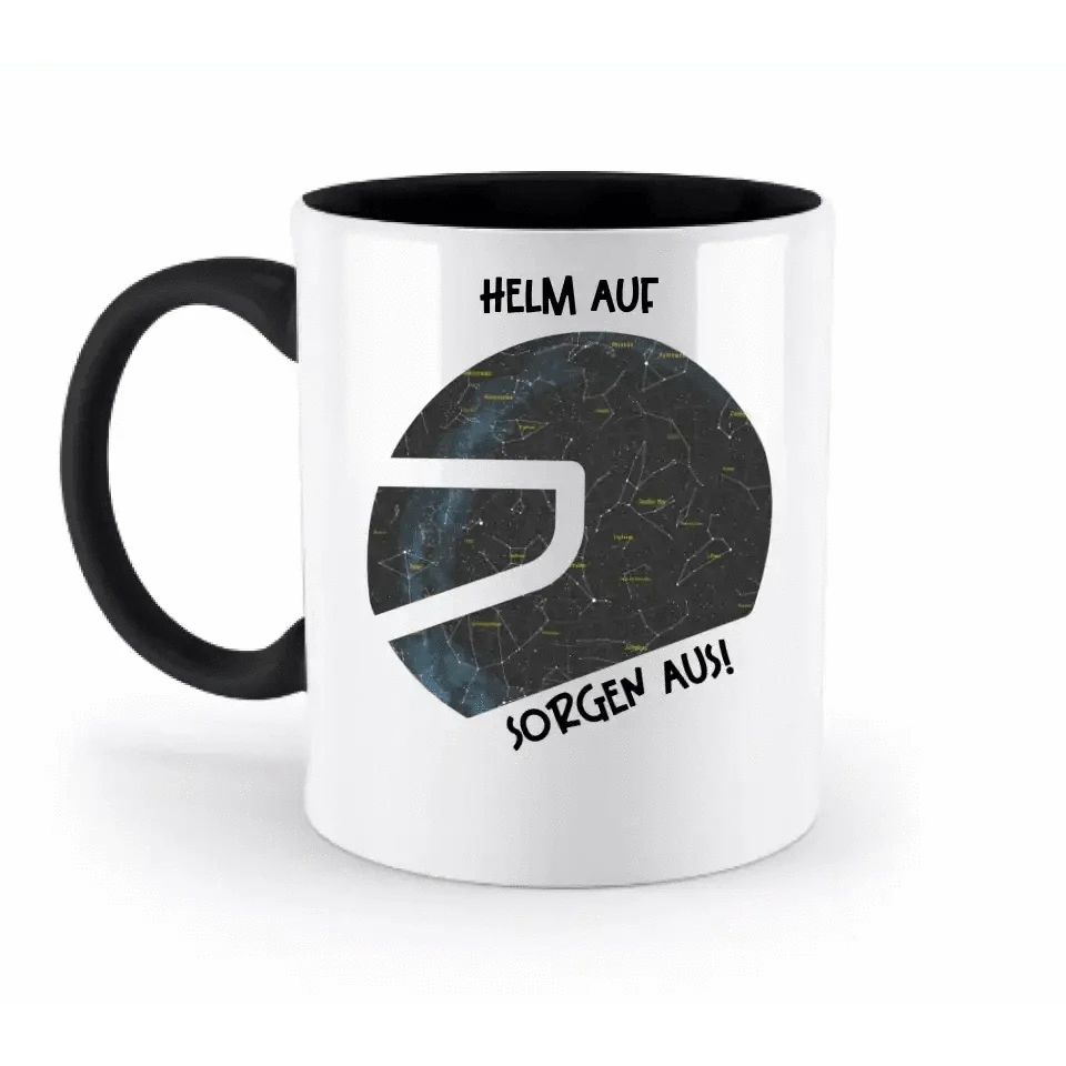 Echte Sternkarte als Helm + Text • zweifarbige Tasse • Exklusivdesign • personalisiert