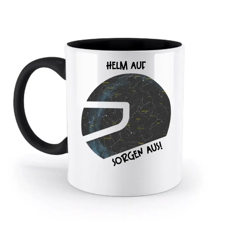 Echte Sternkarte als Helm + Text • zweifarbige Tasse • Exklusivdesign • personalisiert