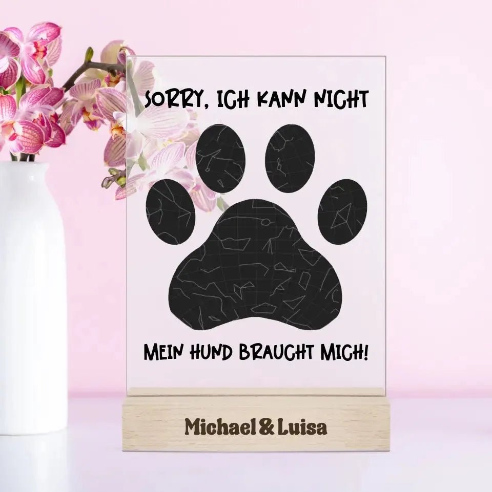 Echte Sternkarte als Hundepfote + Text • Hund • Acrylaufsteller 15x20 cm mit oder ohne Gravur • personalisiert von HalloGeschenk.de