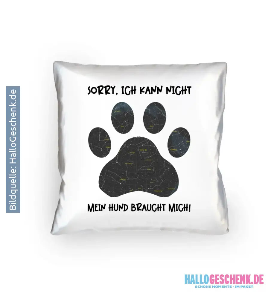 Echte Sternkarte als Hundepfote + Text • Hund • Kissen 40x40 cm • personalisiert