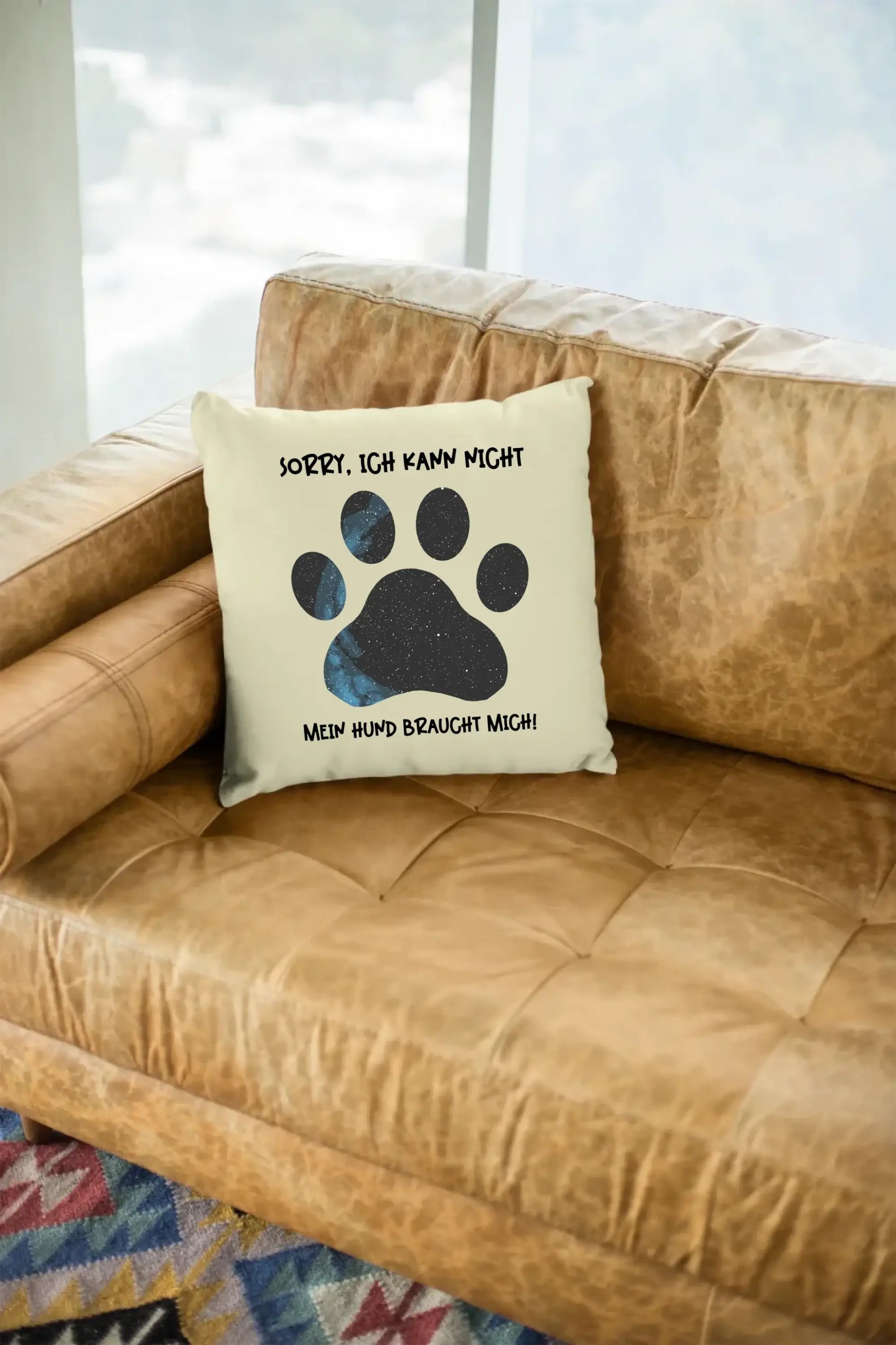 Echte Sternkarte als Hundepfote + Text • Hund • Kissen 40x40 cm • personalisiert