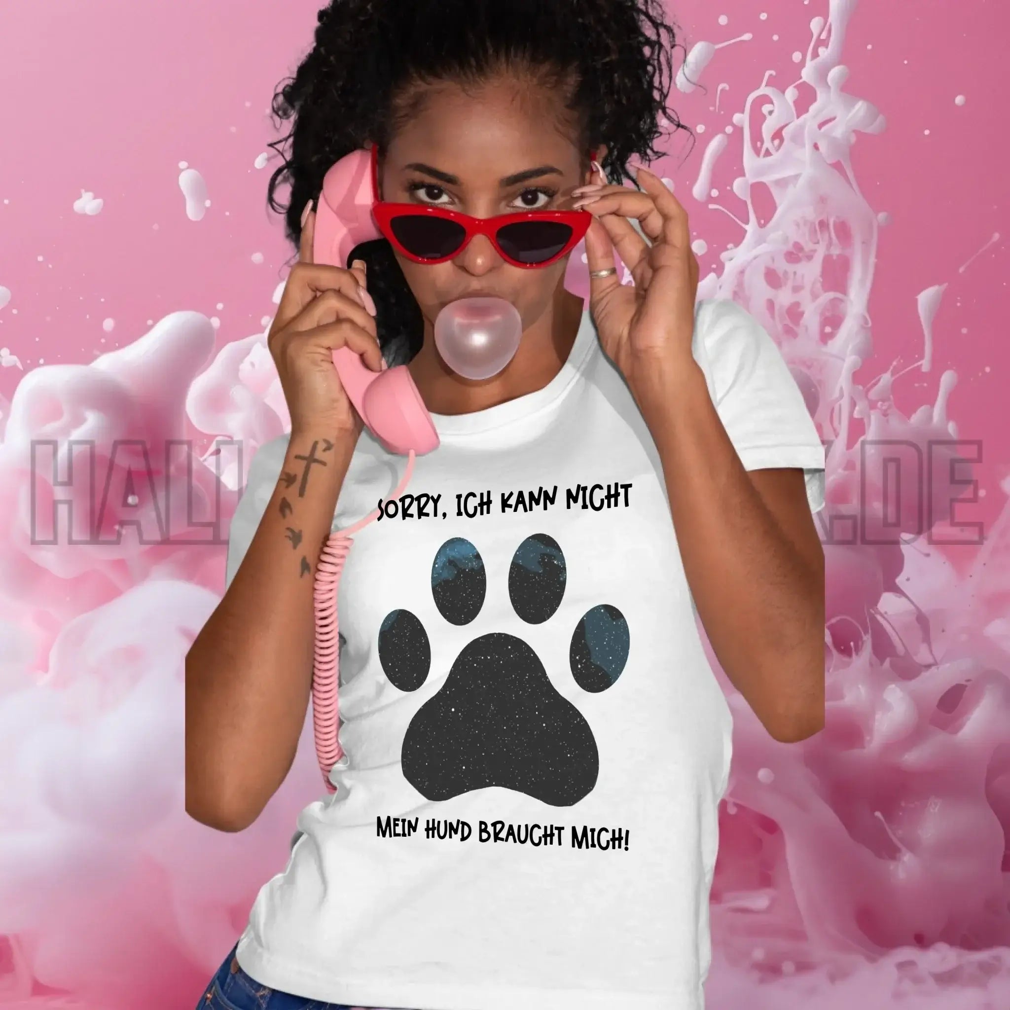 Echte Sternkarte als Hundepfote + Text • Hund • Ladies Premium T-Shirt XS-2XL aus Bio-Baumwolle für Damen • Exklusivdesign • personalisiert