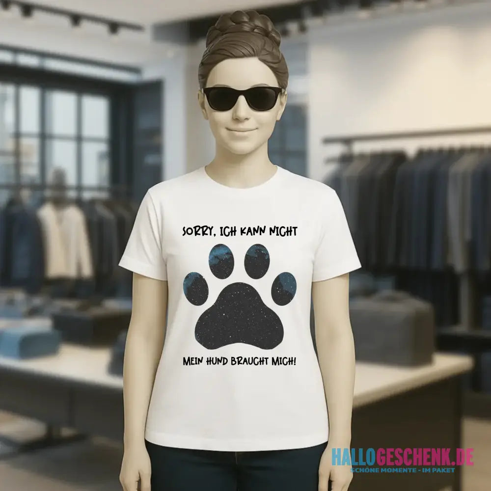 Echte Sternkarte als Hundepfote + Text • Hund • Ladies Premium T-Shirt XS-2XL aus Bio-Baumwolle für Damen • Exklusivdesign • personalisiert