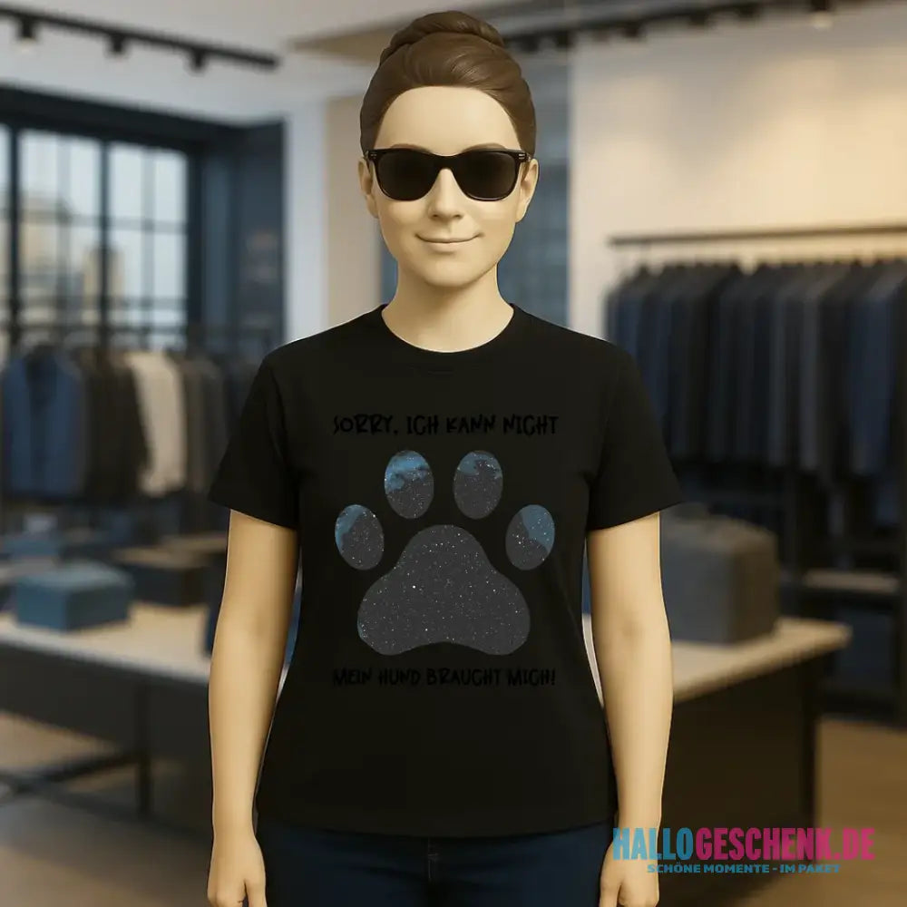Echte Sternkarte als Hundepfote + Text • Hund • Ladies Premium T-Shirt XS-2XL aus Bio-Baumwolle für Damen • Exklusivdesign • personalisiert