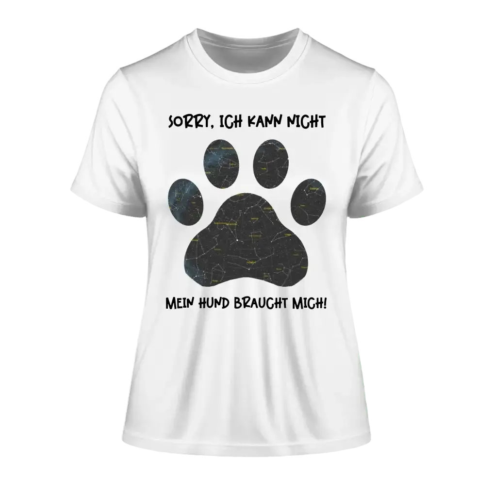 Echte Sternkarte als Hundepfote + Text • Hund • Ladies Premium T-Shirt XS-2XL aus Bio-Baumwolle für Damen • Exklusivdesign • personalisiert