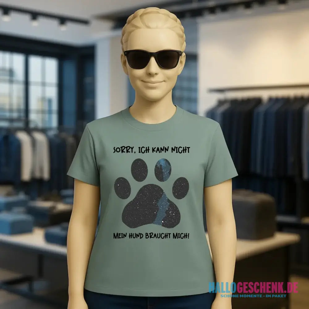 Echte Sternkarte als Hundepfote + Text • Hund • Ladies Premium T-Shirt XS-2XL aus Bio-Baumwolle für Damen • Exklusivdesign • personalisiert