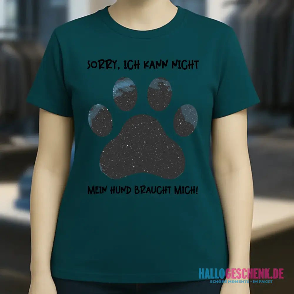 Echte Sternkarte als Hundepfote + Text • Hund • Ladies Premium T-Shirt XS-2XL aus Bio-Baumwolle für Damen • Exklusivdesign • personalisiert