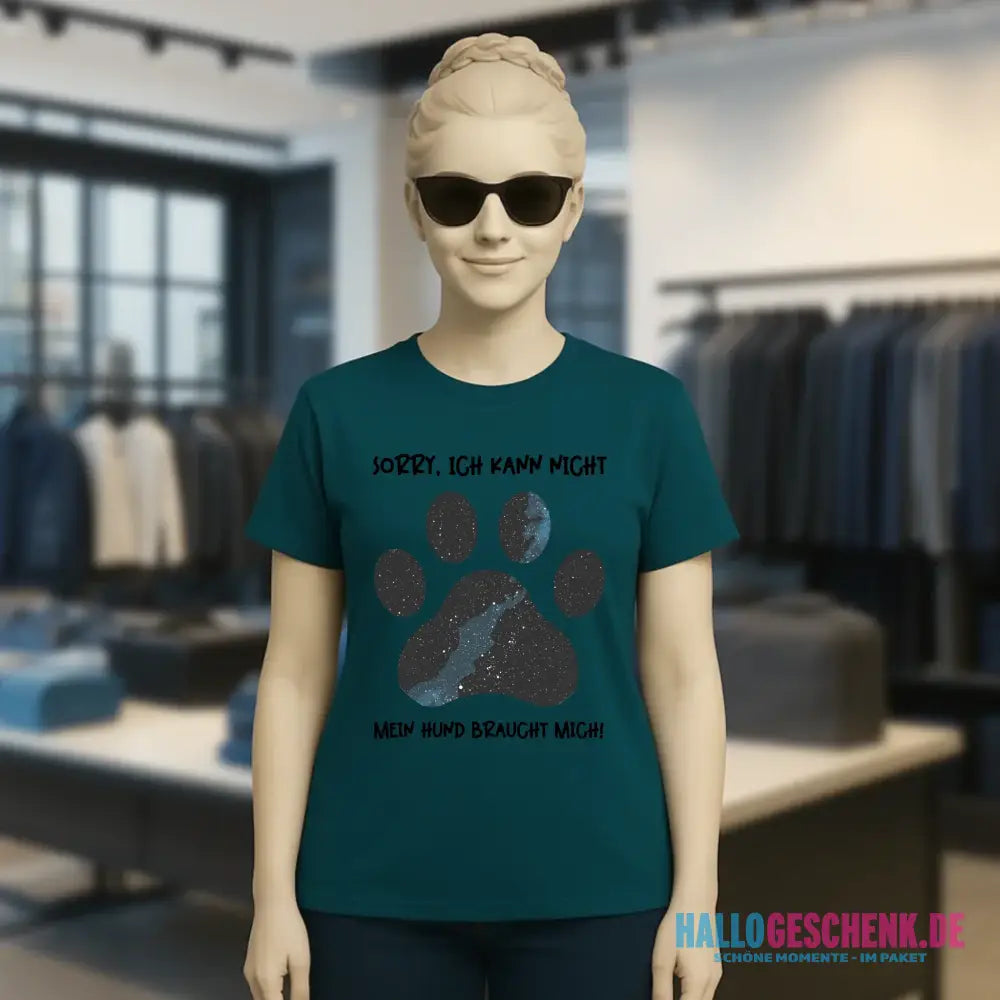 Echte Sternkarte als Hundepfote + Text • Hund • Ladies Premium T-Shirt XS-2XL aus Bio-Baumwolle für Damen • Exklusivdesign • personalisiert