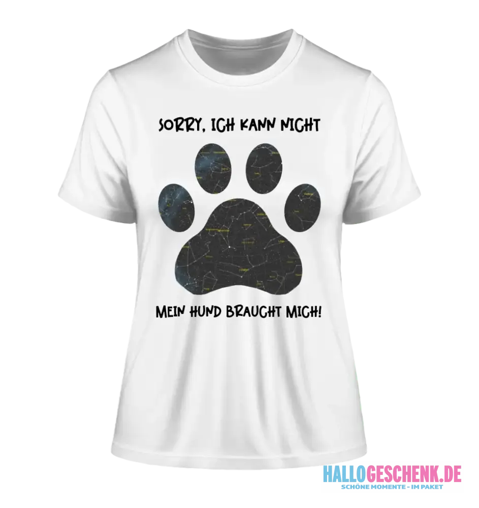 Echte Sternkarte als Hundepfote + Text • Hund • Ladies Premium T-Shirt XS-2XL aus Bio-Baumwolle für Damen • Exklusivdesign • personalisiert