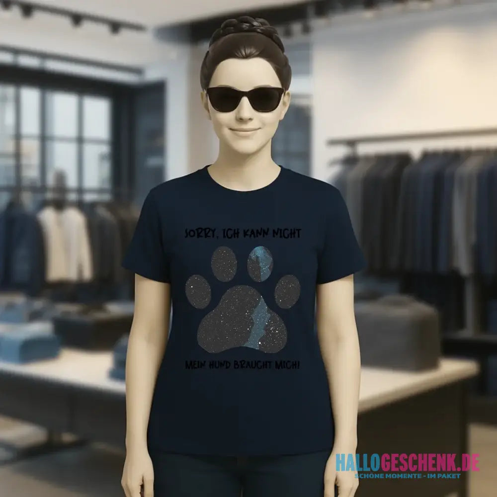 Echte Sternkarte als Hundepfote + Text • Hund • Ladies Premium T-Shirt XS-2XL aus Bio-Baumwolle für Damen • Exklusivdesign • personalisiert