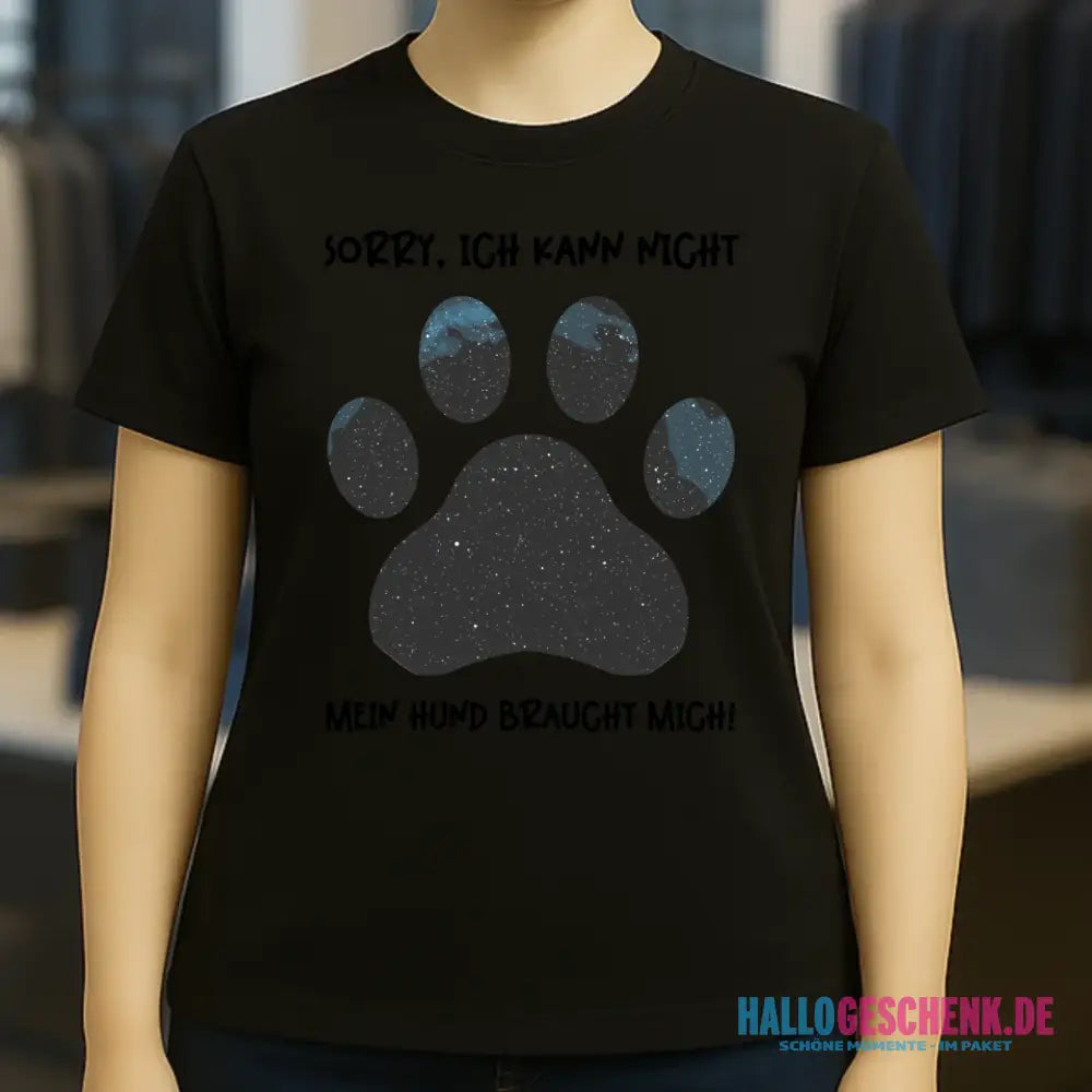 Echte Sternkarte als Hundepfote + Text • Hund • Ladies Premium T-Shirt XS-2XL aus Bio-Baumwolle für Damen • Exklusivdesign • personalisiert