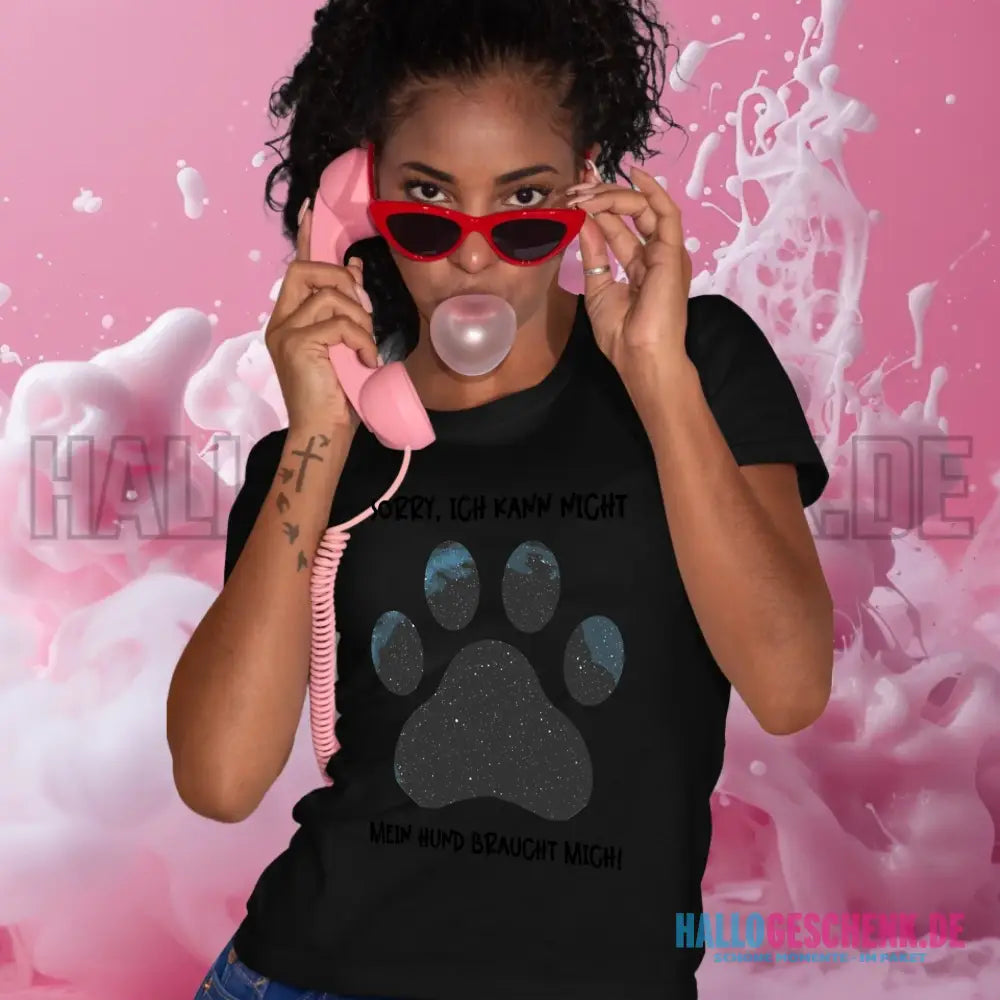 Echte Sternkarte als Hundepfote + Text • Hund • Ladies Premium T-Shirt XS-2XL aus Bio-Baumwolle für Damen • Exklusivdesign • personalisiert