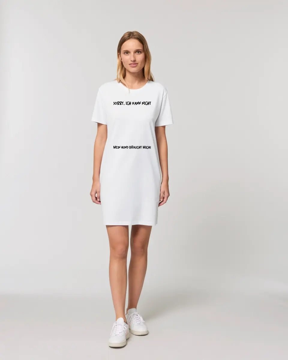 Echte Sternkarte als Hundepfote + Text • Hund • Ladies Premium T-Shirt Kleid aus Bio - Baumwolle S - 2XL • Exklusivdesign • personalisiert von HalloGeschenk.de