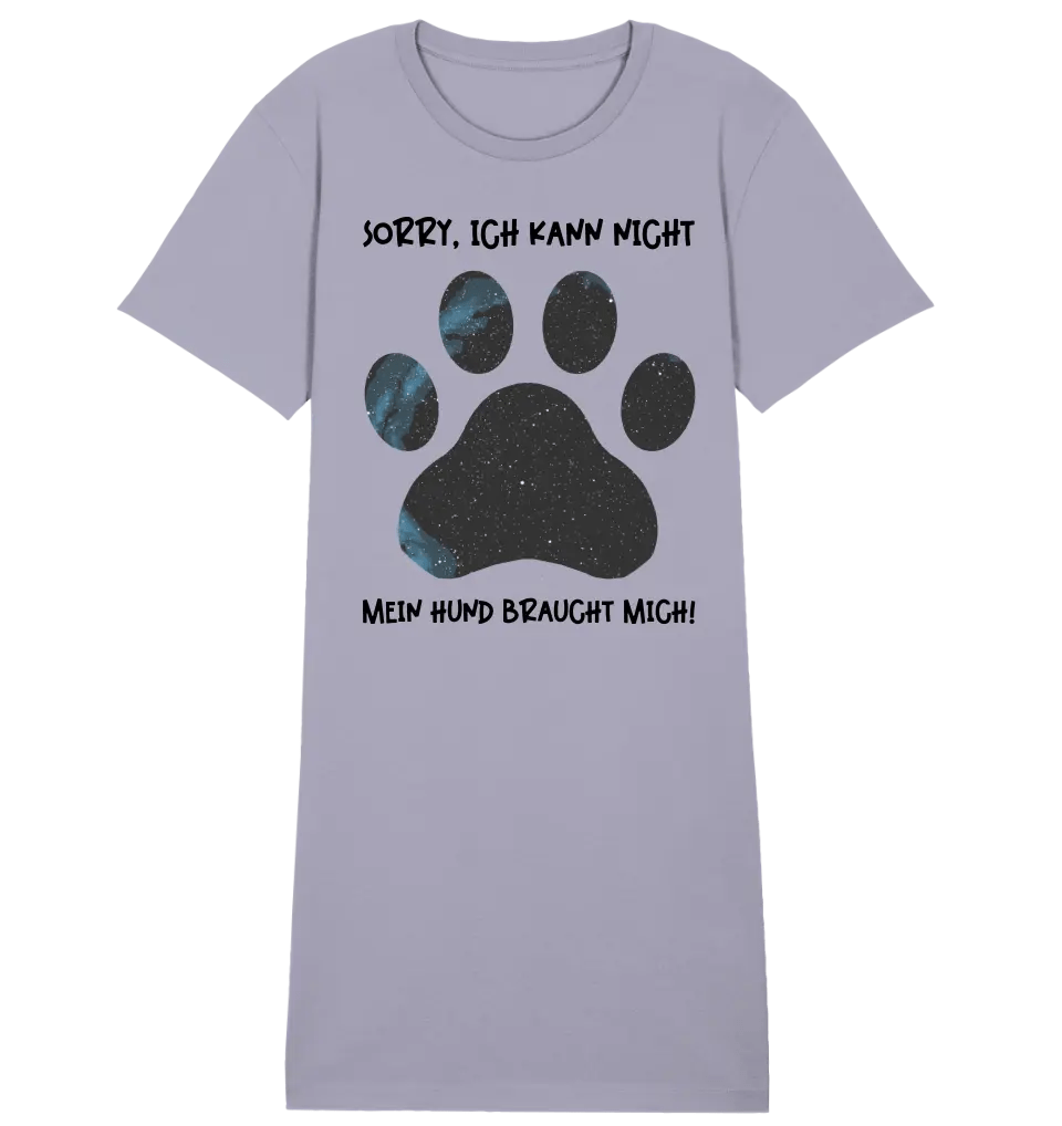 Echte Sternkarte als Hundepfote + Text • Hund • Ladies Premium T-Shirt Kleid aus Bio - Baumwolle S - 2XL • Exklusivdesign • personalisiert von HalloGeschenk.de