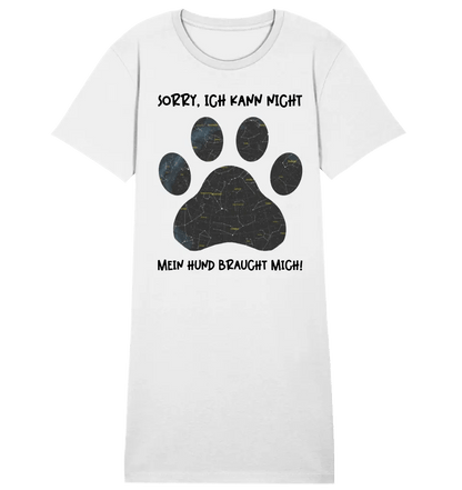 Echte Sternkarte als Hundepfote + Text • Hund • Ladies Premium T-Shirt Kleid aus Bio - Baumwolle S - 2XL • Exklusivdesign • personalisiert von HalloGeschenk.de