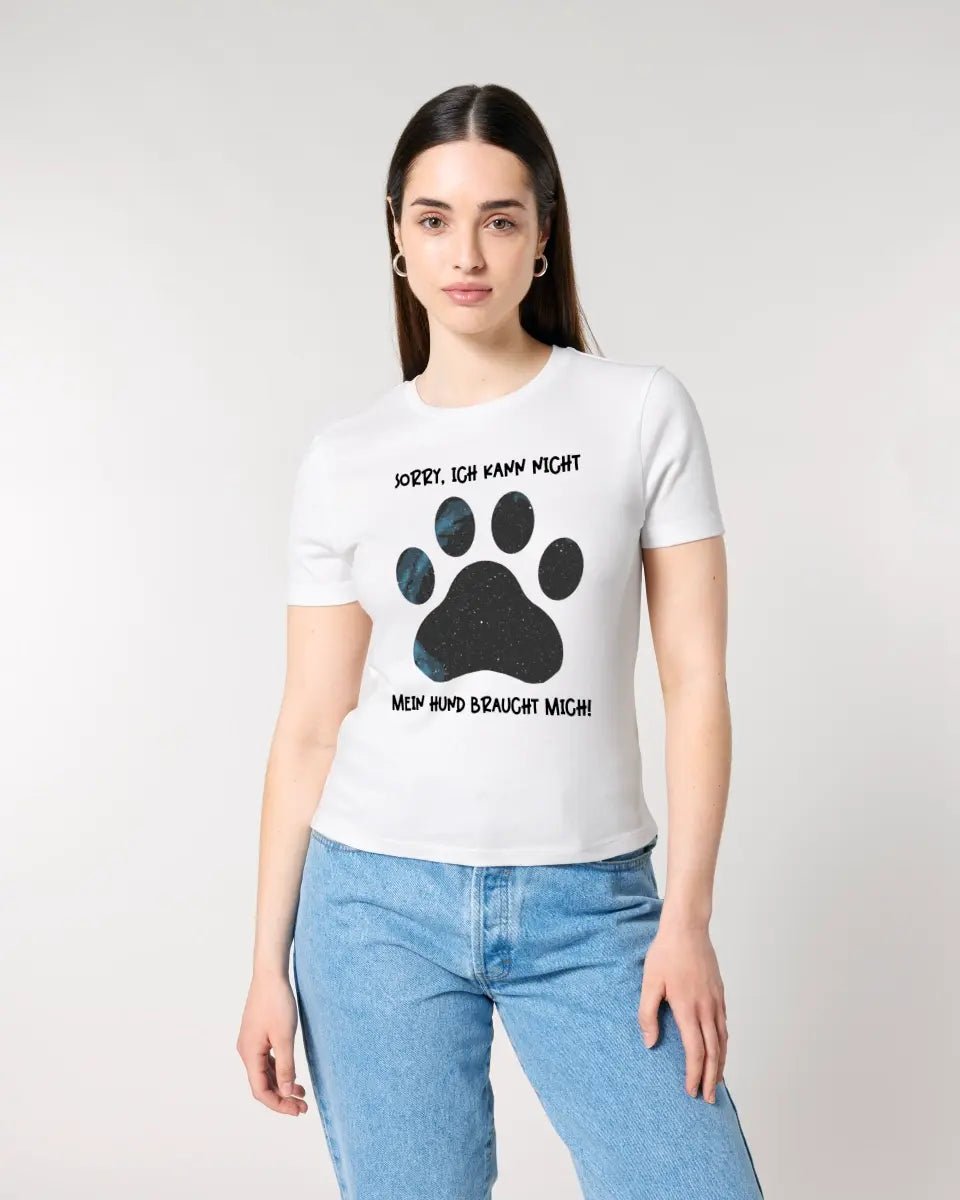 Echte Sternkarte als Hundepfote + Text • Hund • Ladies Premium T-Shirt XS - 2XL aus Bio - Baumwolle für Damen • Exklusivdesign • personalisiert von HalloGeschenk.de