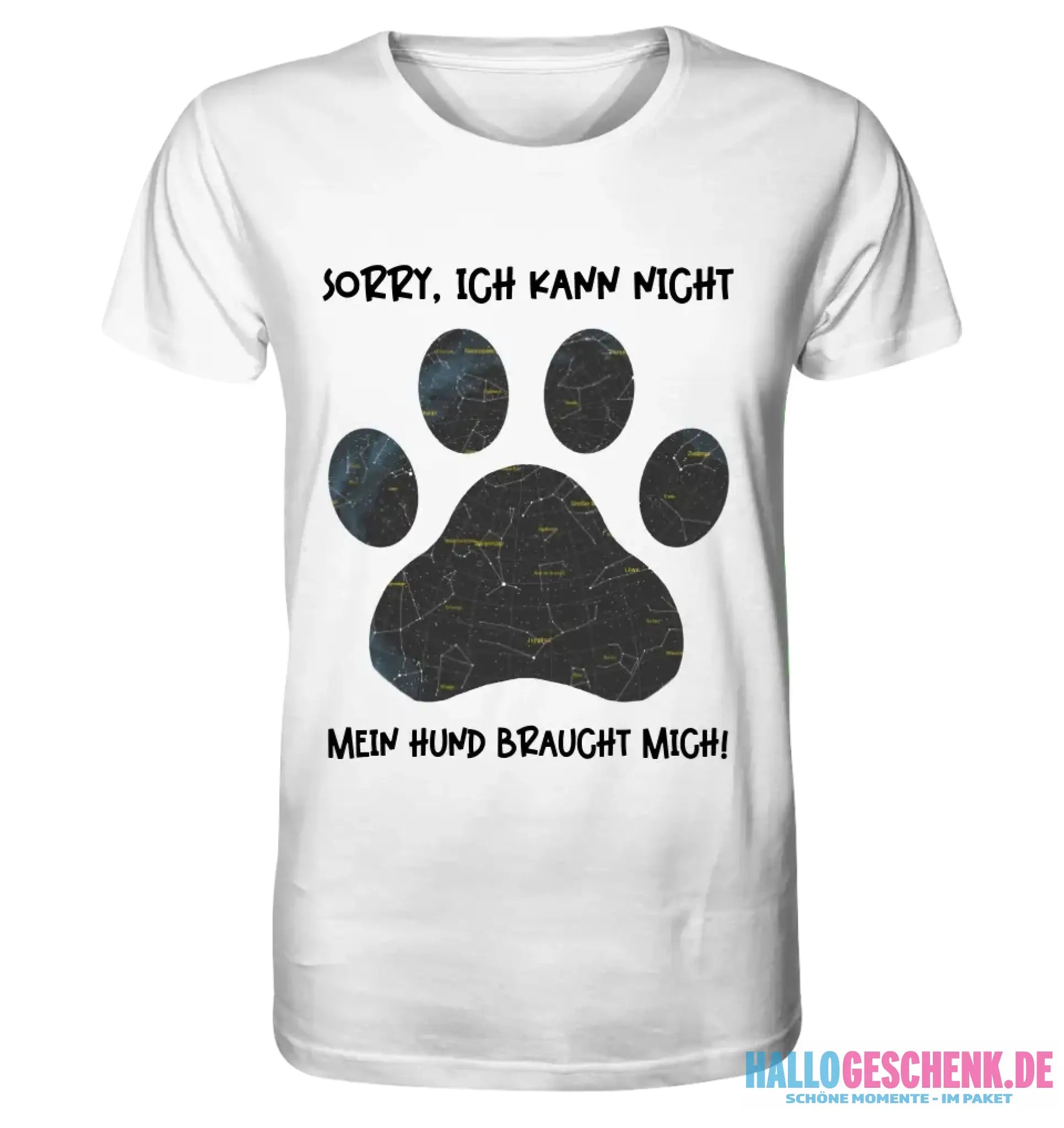 Echte Sternkarte als Hundepfote + Text • Hund • Unisex Premium T-Shirt XS-5XL aus Bio-Baumwolle für Damen & Herren • Exklusivdesign • personalisiert