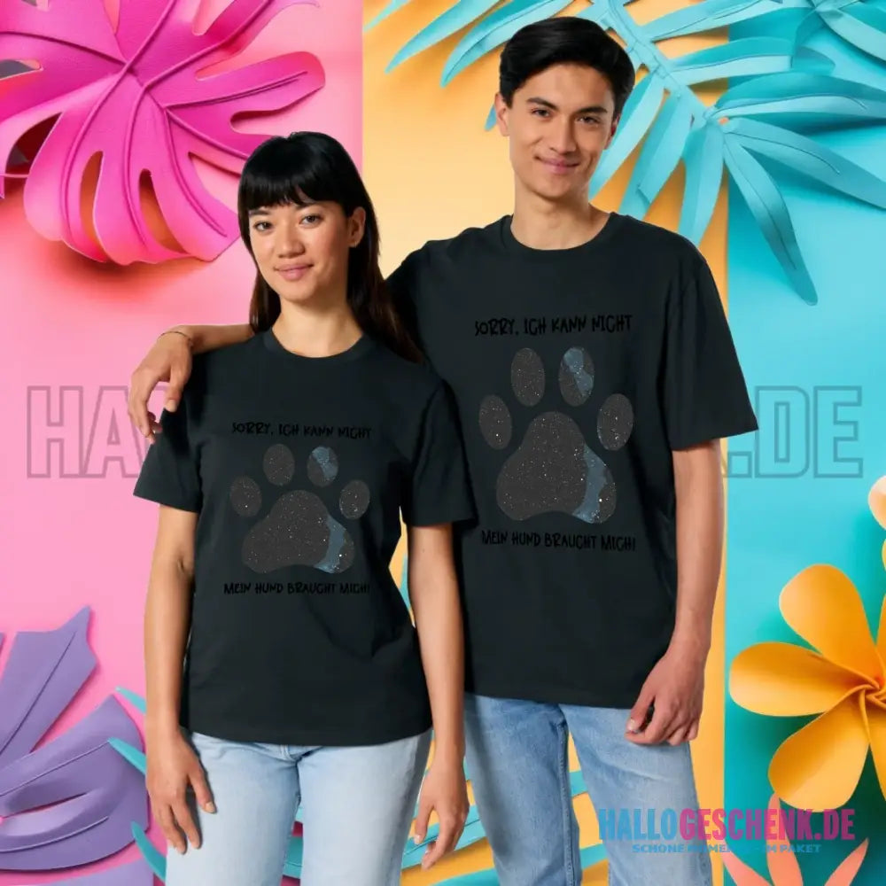 Echte Sternkarte als Hundepfote + Text • Hund • Unisex Premium T-Shirt XS-5XL aus Bio-Baumwolle für Damen & Herren • Exklusivdesign • personalisiert