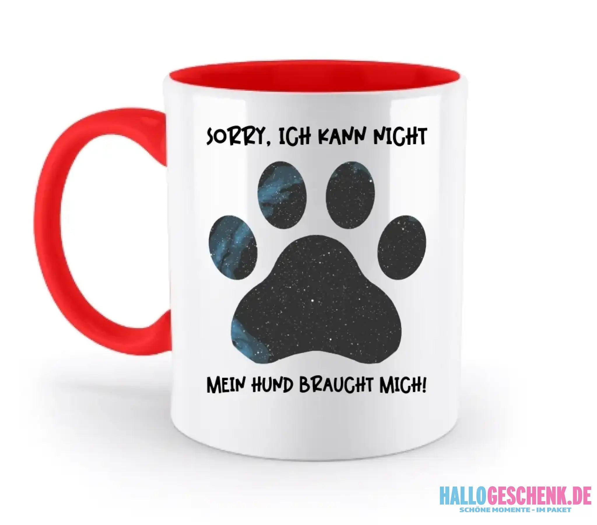 Echte Sternkarte als Hundepfote + Text • Hund • zweifarbige Tasse • Exklusivdesign • personalisiert