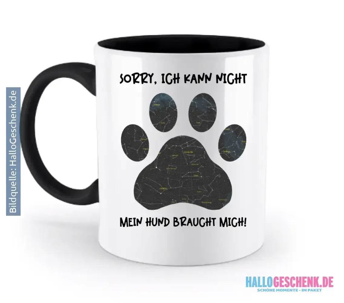 Echte Sternkarte als Hundepfote + Text • Hund • zweifarbige Tasse • Exklusivdesign • personalisiert