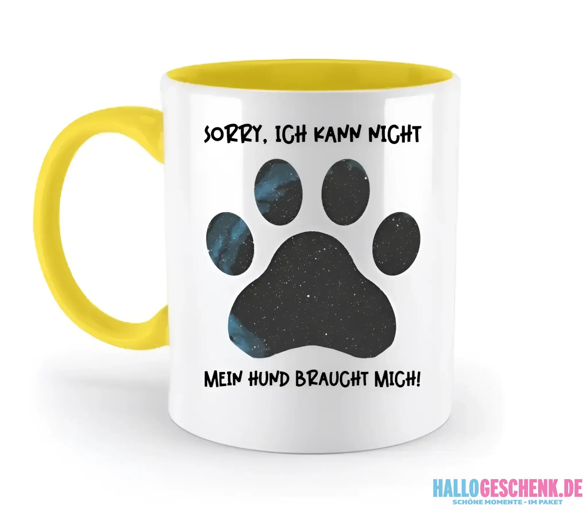 Echte Sternkarte als Hundepfote + Text • Hund • zweifarbige Tasse • Exklusivdesign • personalisiert