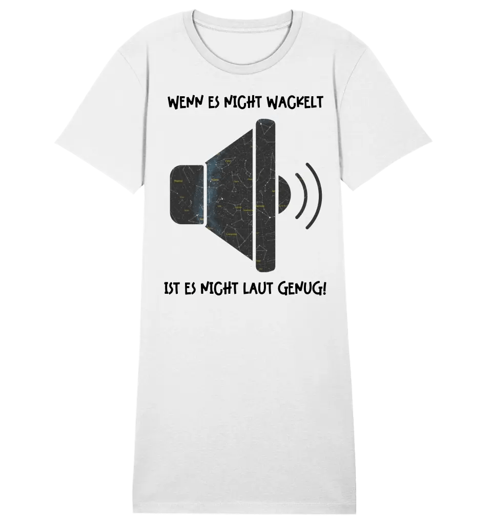 Echte Sternkarte als Lautsprecher + Text • Musik • Ladies Premium T-Shirt Kleid aus Bio - Baumwolle S - 2XL • Exklusivdesign • personalisiert von HalloGeschenk.de