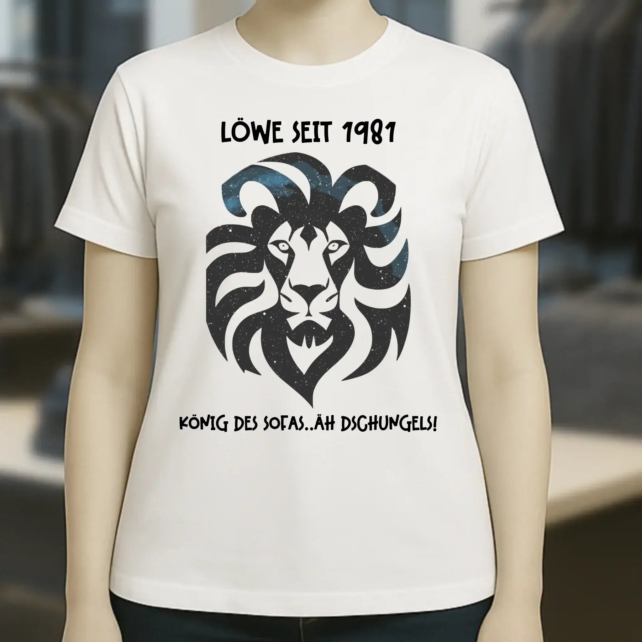 Echte Sternkarte als Löwe + Text • Ladies Premium T-Shirt XS-2XL aus Bio-Baumwolle für Damen • Exklusivdesign • personalisiert