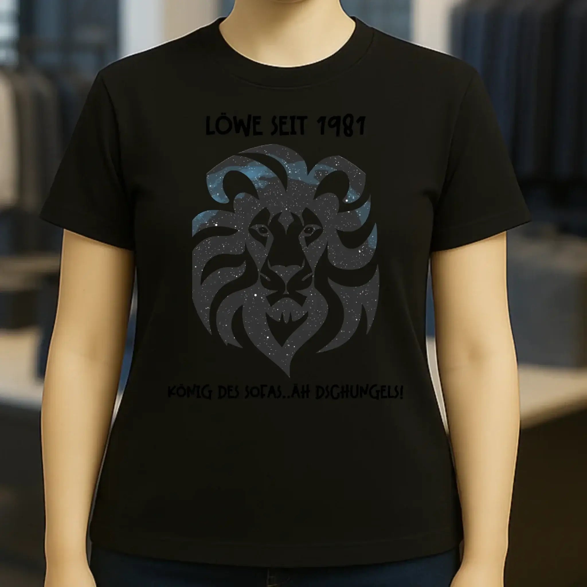 Echte Sternkarte als Löwe + Text • Ladies Premium T-Shirt XS-2XL aus Bio-Baumwolle für Damen • Exklusivdesign • personalisiert