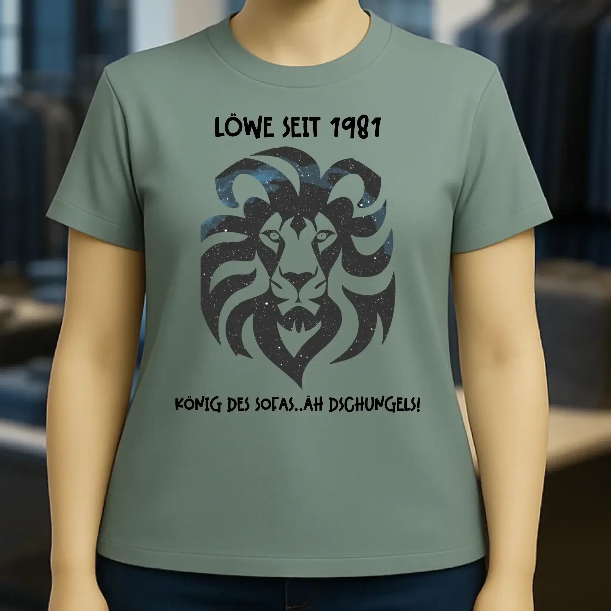 Echte Sternkarte als Löwe + Text • Ladies Premium T-Shirt XS-2XL aus Bio-Baumwolle für Damen • Exklusivdesign • personalisiert