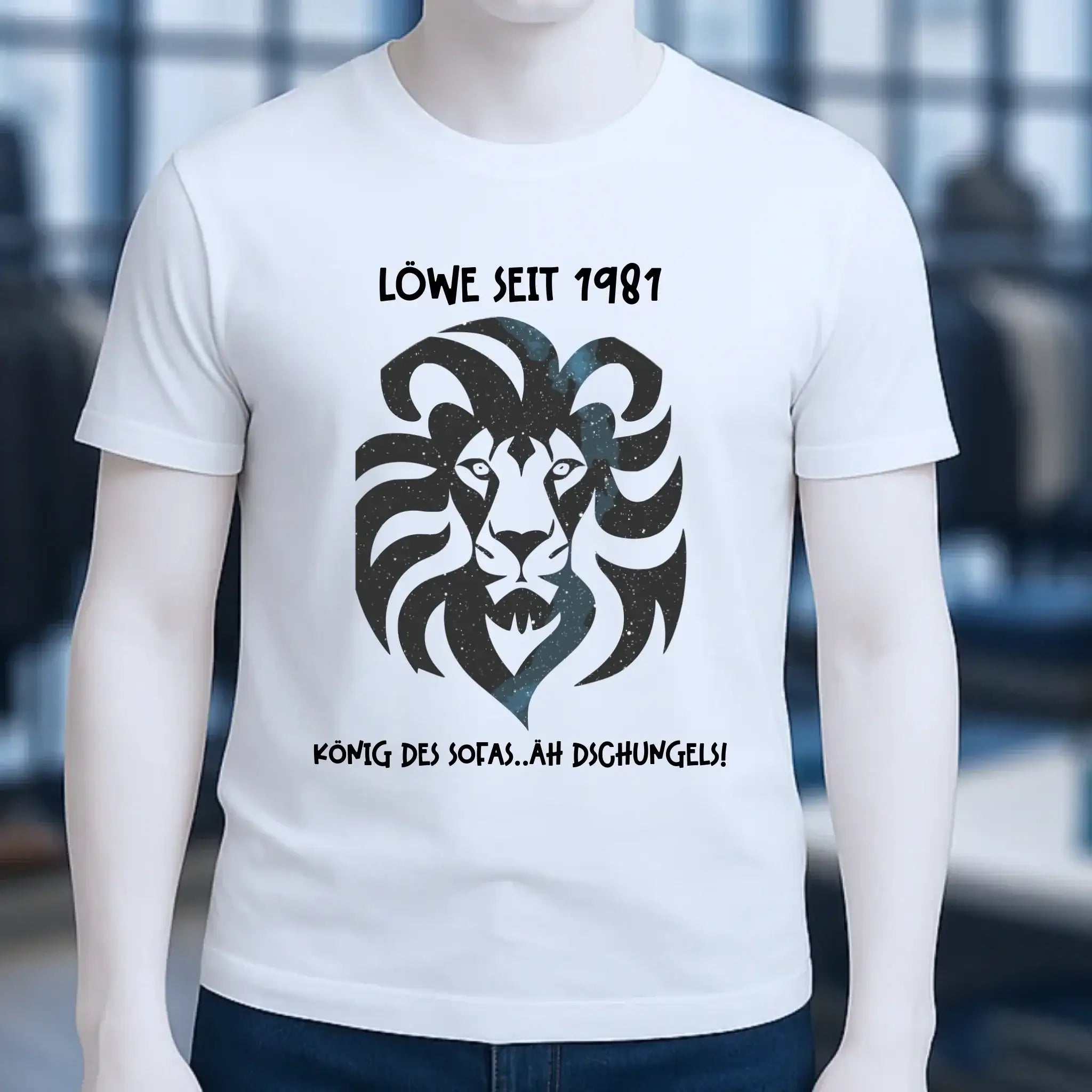 Echte Sternkarte als Löwe + Text • Unisex Premium T-Shirt XS-5XL aus Bio-Baumwolle für Damen & Herren • Exklusivdesign • personalisiert