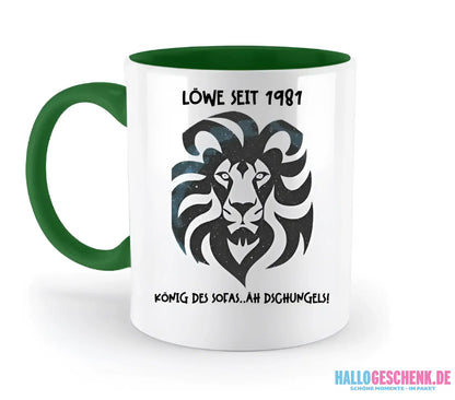 Echte Sternkarte als Löwe + Text • zweifarbige Tasse • Exklusivdesign • personalisiert - zweifarbige Tasse