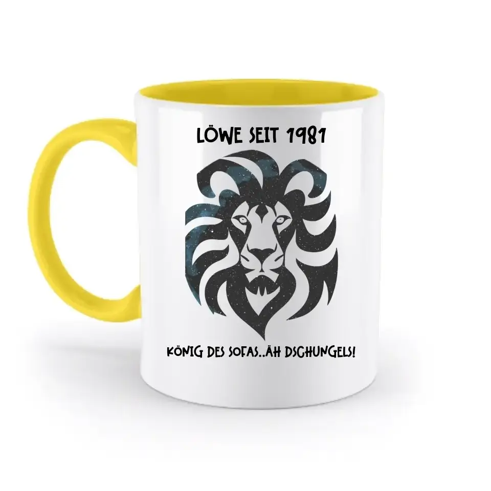 Echte Sternkarte als Löwe + Text • zweifarbige Tasse • Exklusivdesign • personalisiert