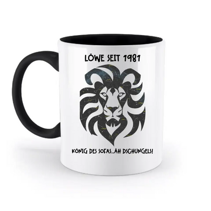 Echte Sternkarte als Löwe + Text • zweifarbige Tasse • Exklusivdesign • personalisiert