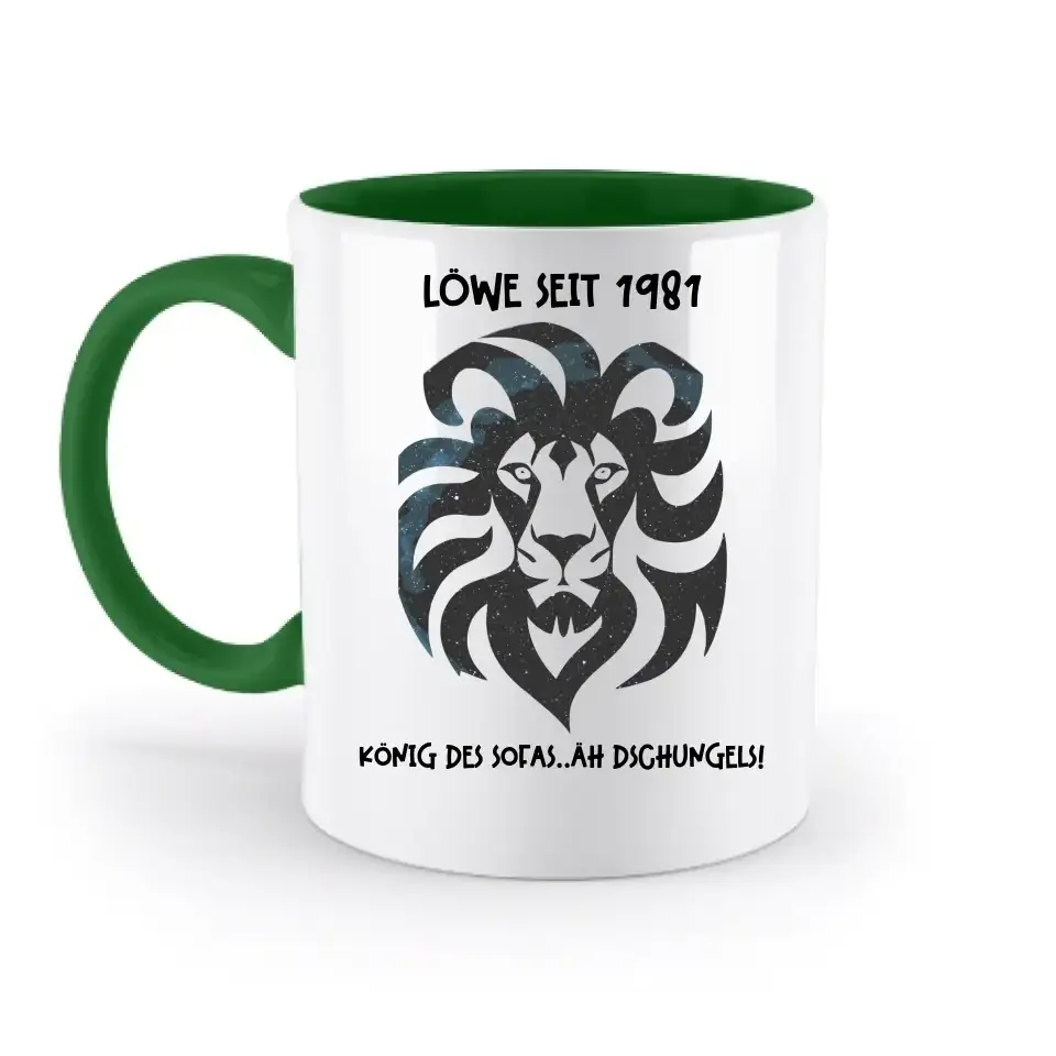 Echte Sternkarte als Löwe + Text • zweifarbige Tasse • Exklusivdesign • personalisiert