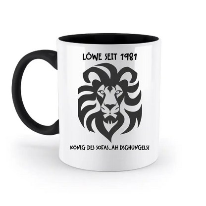 Echte Sternkarte als Löwe + Text • zweifarbige Tasse • Exklusivdesign • personalisiert