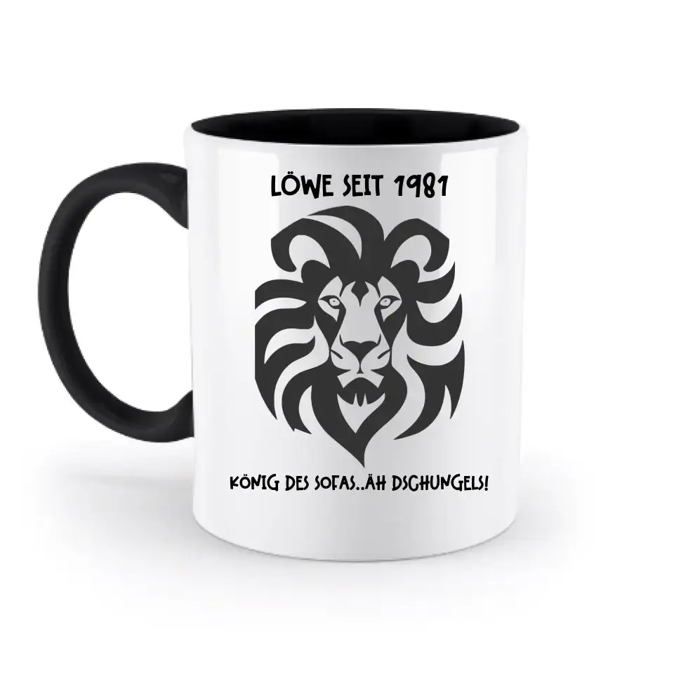 Echte Sternkarte als Löwe + Text • zweifarbige Tasse • Exklusivdesign • personalisiert
