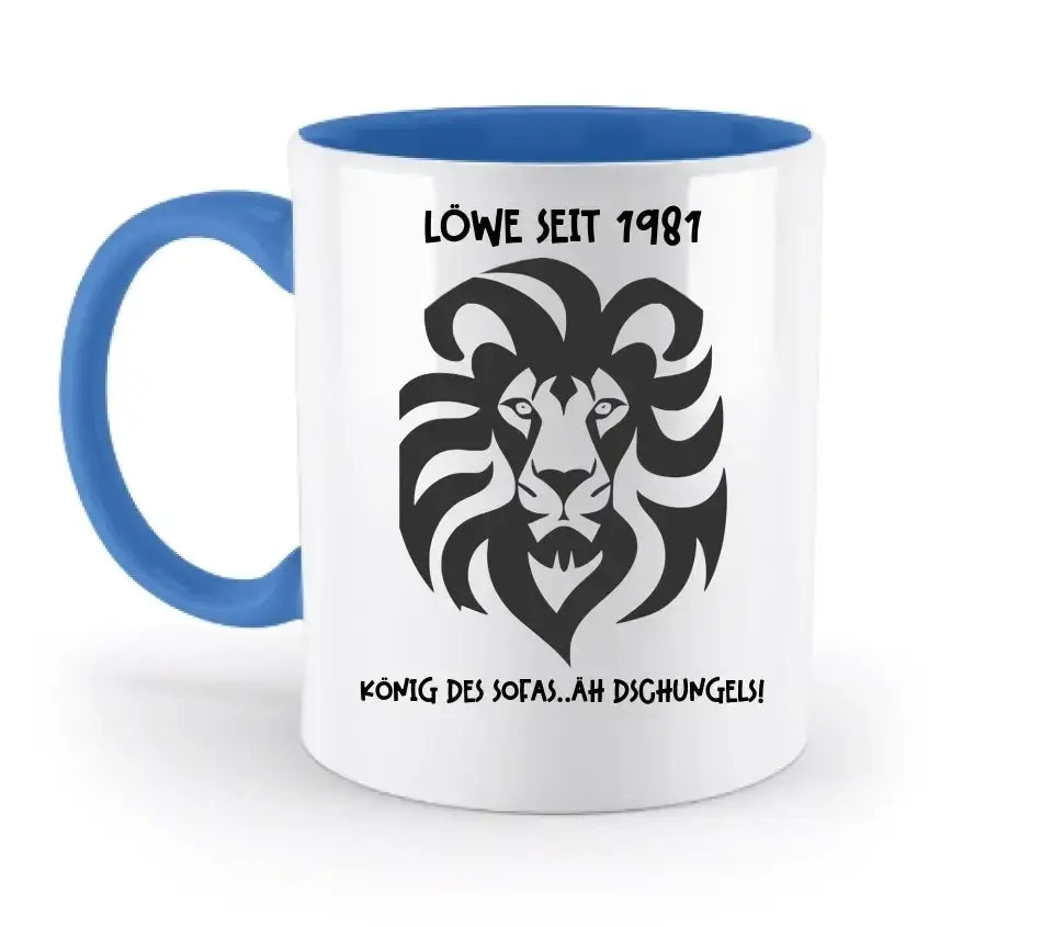 Echte Sternkarte als Löwe + Text • zweifarbige Tasse • Exklusivdesign • personalisiert - zweifarbige Tasse