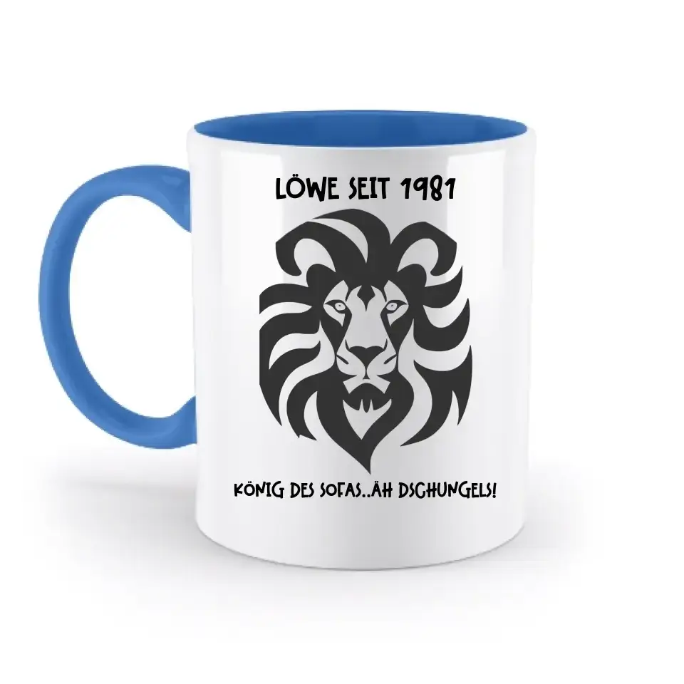 Echte Sternkarte als Löwe + Text • zweifarbige Tasse • Exklusivdesign • personalisiert