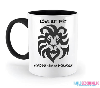 Echte Sternkarte als Löwe + Text • zweifarbige Tasse • Exklusivdesign • personalisiert - zweifarbige Tasse